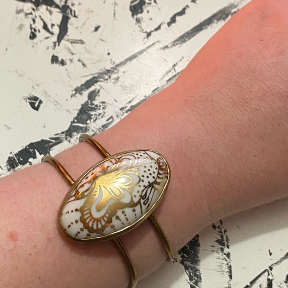 Porcelain and Stone Manderley Cuff Bracelet #2 NEW - Picture 6 of 8